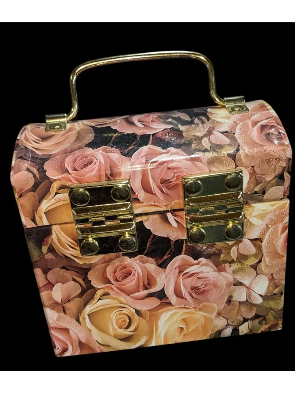 Grandmacore Vintage 90s Floral Decoupage Vanity Jewelry Train Case